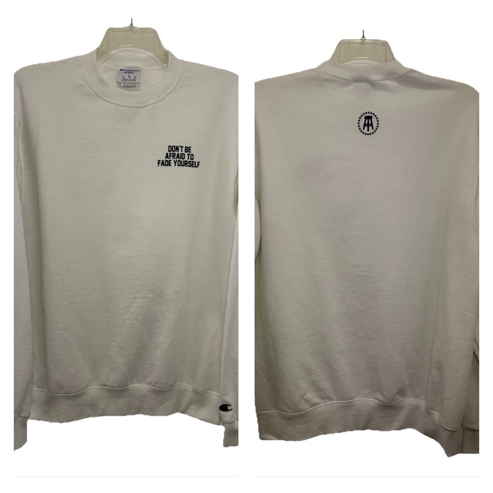 Champion ECO Barstool Sweatshirt Men’s Large White Long Sleeve Text